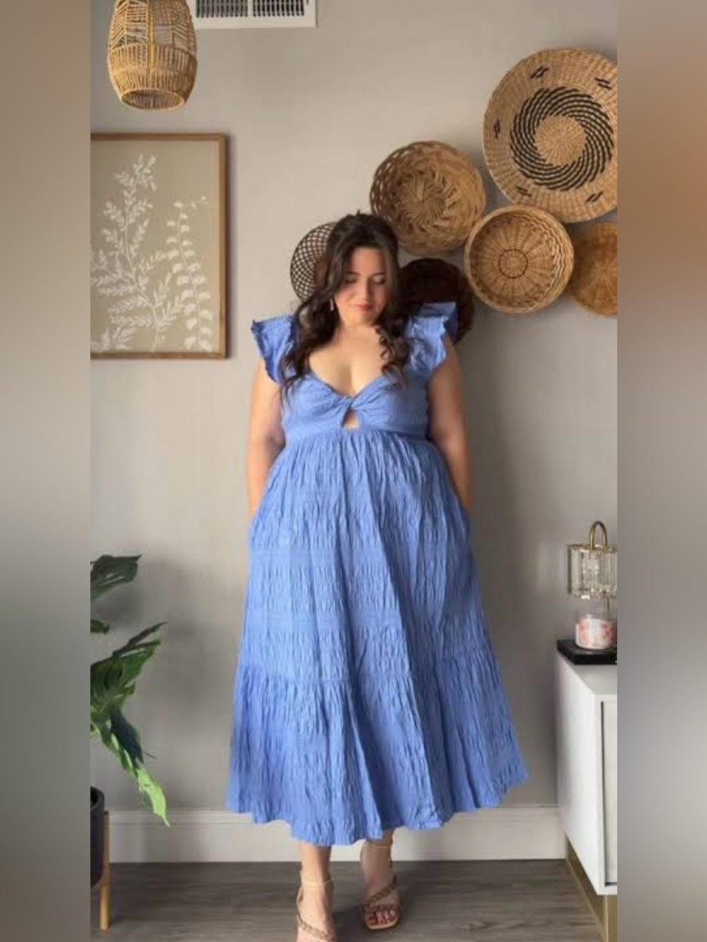 Universal Thread Periwinkle Midi Ruched Dress